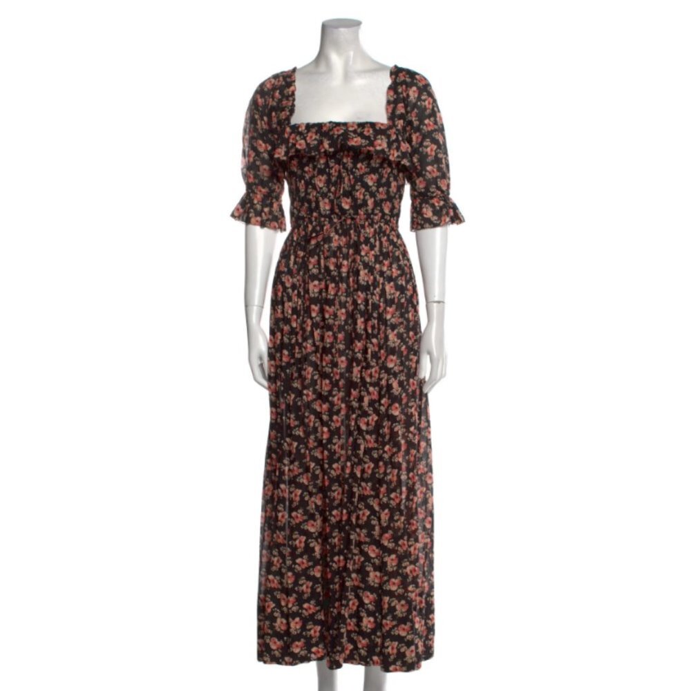 Doen Sol Shirred Cotton Maxi Dress in Poppy XS - Picture 2 of 10
